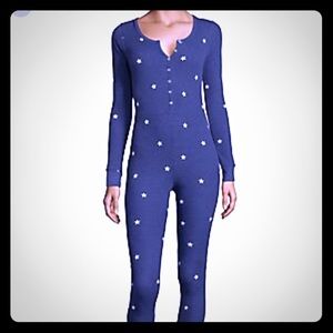 Wildfox waffle print star jumpsuit